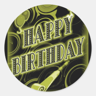 Happy Golden Birthday Runder Aufkleber