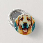 Happy Golden Retriever Button (Vorne & Hinten)