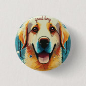 Happy Golden Retriever Button (Vorderseite)