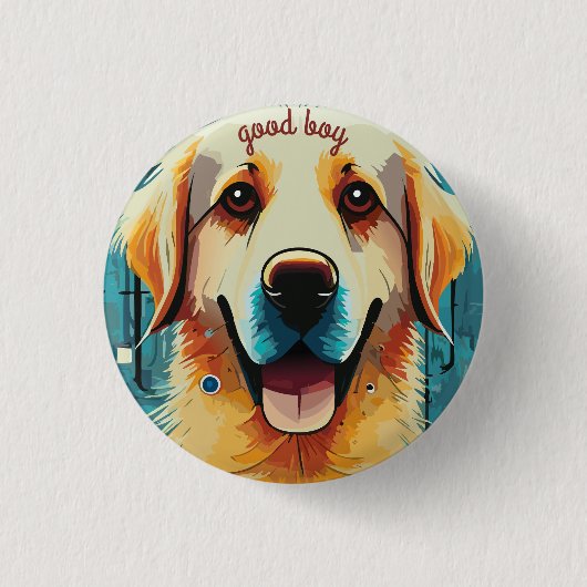 Happy Golden Retriever Button (Vorderseite)