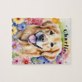 Happy Golden Retriever Colorful Pet Portrait Puzzle (Horizontal)