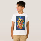 Happy Golden Retriever Dog Cartoon T-Shirt (Vorne ganz)