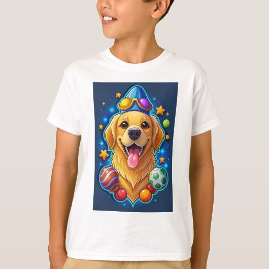 Happy Golden Retriever Dog Cartoon T-Shirt (Vorderseite)