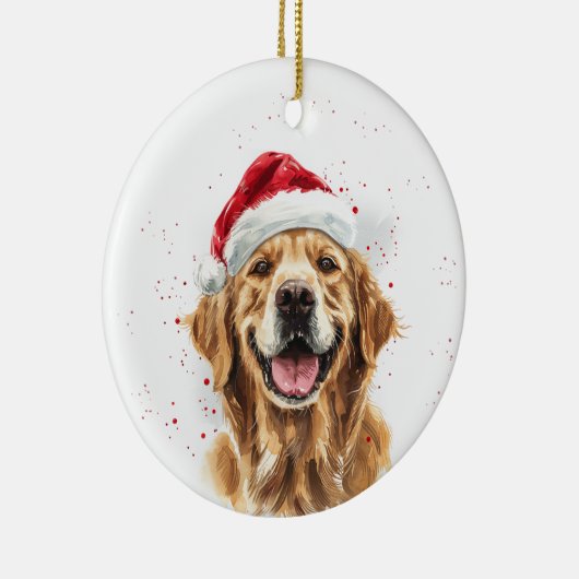 Happy Golden Retriever Dog Christmas Personalized Keramik Ornament (Rechts)