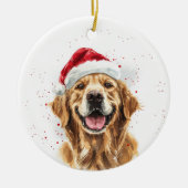 Happy Golden Retriever Dog Christmas Personalized Keramik Ornament (Vorne)