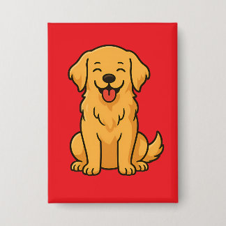 Happy Golden Retriever Dog – Cute Funny Pets Button
