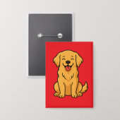 Happy Golden Retriever Dog – Cute Funny Pets Button (Vorderseite/Rückseite)