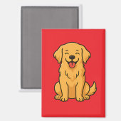 Happy Golden Retriever Dog – Cute Funny Pets Magnet (Vorderseite/Rückseite)