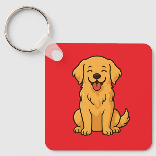 Happy Golden Retriever Dog – Cute Funny Pets Schlüsselanhänger (Vorderseite)