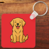 Happy Golden Retriever Dog – Cute Funny Pets Schlüsselanhänger (Rückseite)