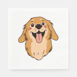 Happy Golden Retriever Dog Lover Puppy Retro Serviette