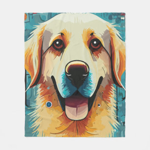 Happy Golden Retriever Fleecedecke
