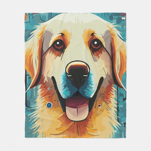 Happy Golden Retriever Fleecedecke (Vorderseite)