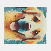Happy Golden Retriever Fleecedecke (Vorderseite (Horizontal))