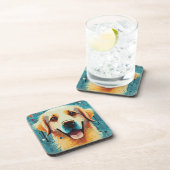 Happy Golden Retriever Getränkeuntersetzer (Rechte Seite)