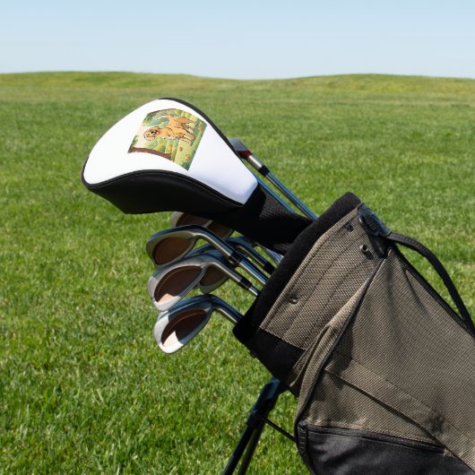 Happy Golden Retriever Golf Headcover (In SItu)