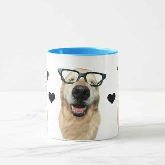Happy Golden Retriever Hund Hund in Nerd Brille Tasse (Zentrum)