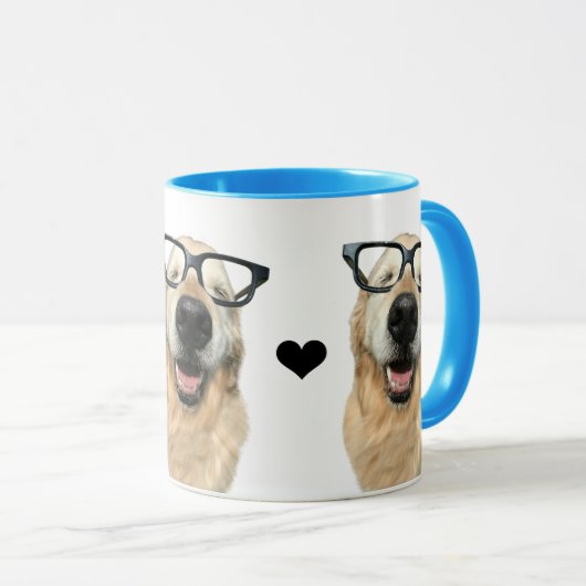 Happy Golden Retriever Hund Hund in Nerd Brille Tasse (VorderseiteRechts)