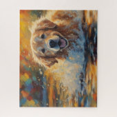 Happy Golden Retriever im Wasser Puzzle (Vertikal)