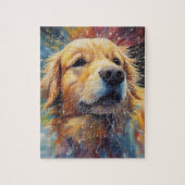 Happy Golden Retriever im Wasser Puzzle (Vertikal)