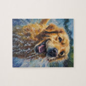 Happy Golden Retriever im Wasser Puzzle (Horizontal)