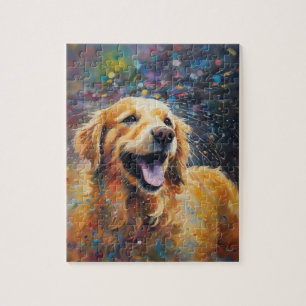 Happy Golden Retriever im Wasser Puzzle
