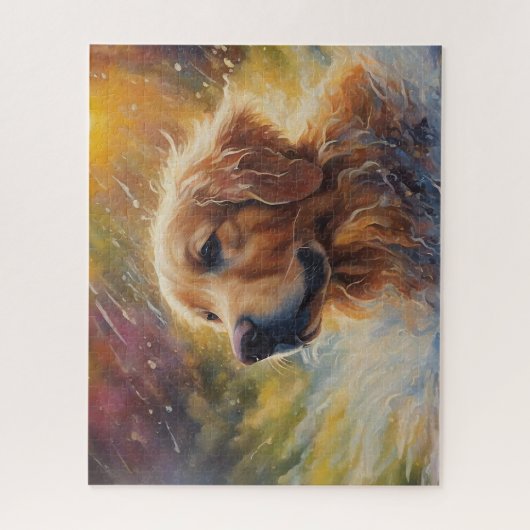 Happy Golden Retriever im Wasser Puzzle (Vertikal)