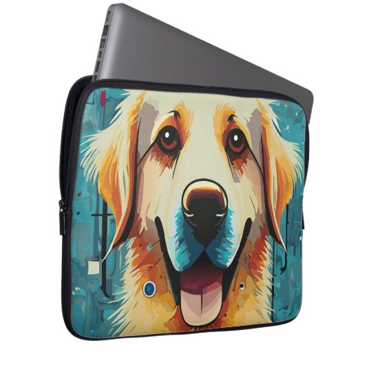 Happy Golden Retriever Laptopschutzhülle (Vorne Rechts)