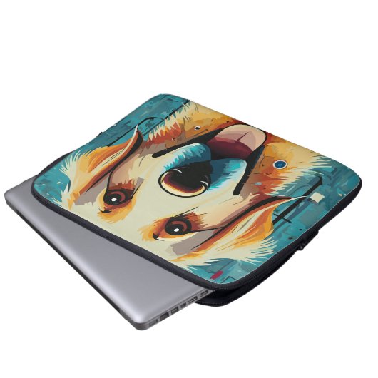 Happy Golden Retriever Laptopschutzhülle (Vorne Knopf)