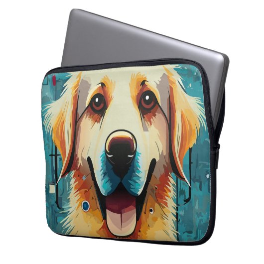 Happy Golden Retriever Laptopschutzhülle (Vorderseite Links)