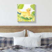 Happy Golden Retriever | Light Watercolor Painting Leinwanddruck (Insitu (Schlafzimmer))