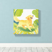 Happy Golden Retriever | Light Watercolor Painting Leinwanddruck (Insitu (Holzboden))