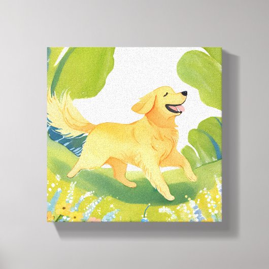 Happy Golden Retriever | Light Watercolor Painting Leinwanddruck (Vorderseite)