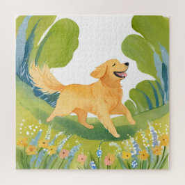 Happy Golden Retriever | Light Watercolor Painting Puzzle