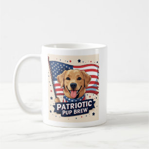 Happy Golden Retriever Patriotic Pup Brew Tasse