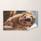 Happy Golden Retriever Running Badhandtuch Set (Handtuch)