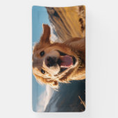 Happy Golden Retriever Running Banner (Vertikal)