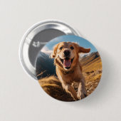 Happy Golden Retriever Running Button (Vorne & Hinten)