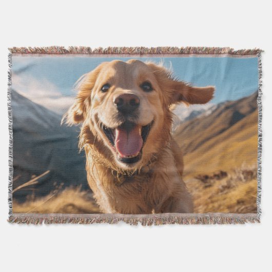 Happy Golden Retriever Running Decke (Vorderseite)