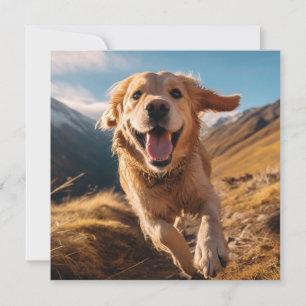 Happy Golden Retriever Running Feiertagskarte