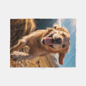 Happy Golden Retriever Running Fleecedecke (Vorderseite (Horizontal))