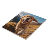 Happy Golden Retriever Running Fliese (Seite)