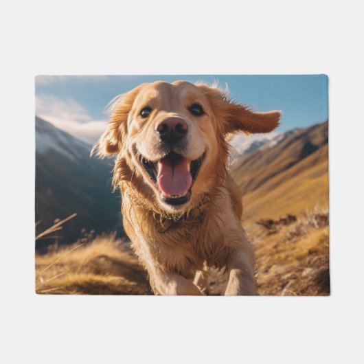 Happy Golden Retriever Running Fußmatte (Vorderseite)