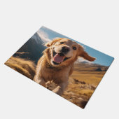 Happy Golden Retriever Running Fußmatte (Schrägansicht)