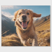 Happy Golden Retriever Running Geschenkpapier (Flach)