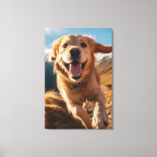 Happy Golden Retriever Running Leinwanddruck