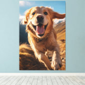Happy Golden Retriever Running Leinwanddruck (Insitu (Holzboden))