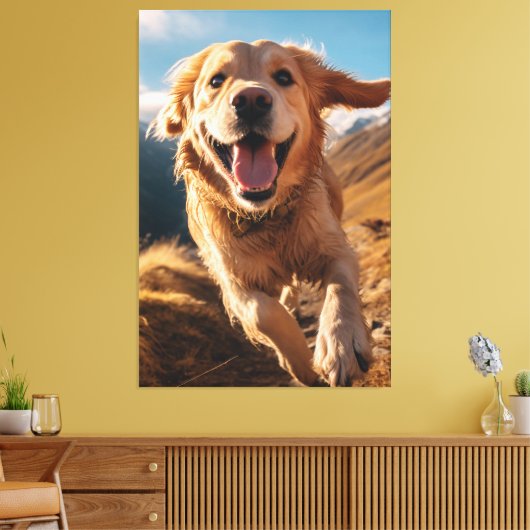 Happy Golden Retriever Running Leinwanddruck (Insitu (Wohnzimmer))