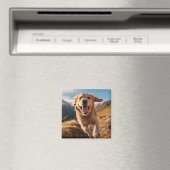 Happy Golden Retriever Running Magnet (In Situ (Geschirrspüler))