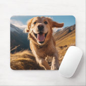 Happy Golden Retriever Running Mousepad (Mit Mouse)
